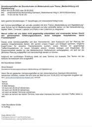 Vorschaubild Einladung per Mail über den Verteiler des Medienzentrums an alle Grundschulen im Wetteraukreis